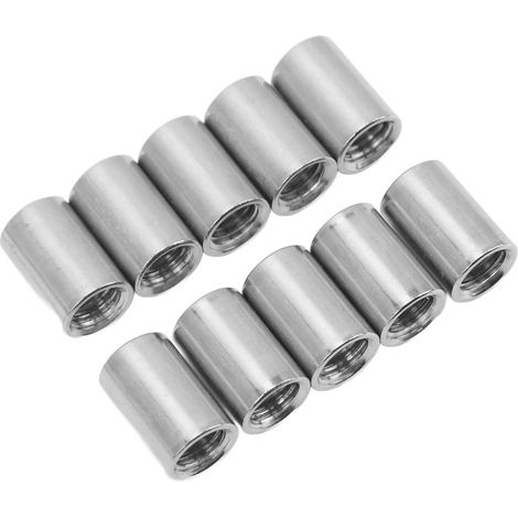 10 Stück runde Verbindungsmuttern M10x1,5 L20mm Edelstahl Innengewinde, runder Kupplungsmuttern-Gewindehülsen-Stangen-Set (1/5)