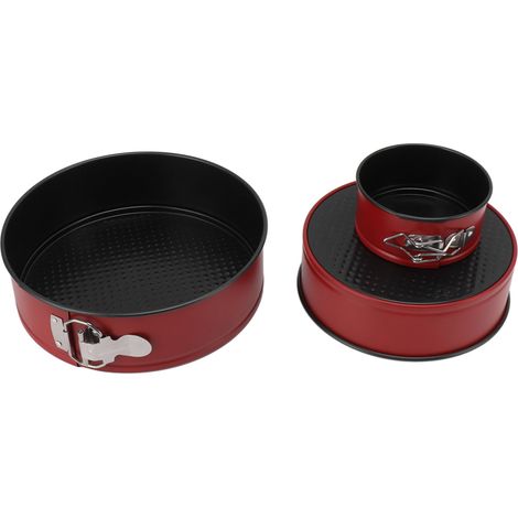 Ensemble de 3 moules à gâteaux ronds en acier au carbone épais de qualité alimentaire, antiadhésifs, à charnière, pour la pâtisserie maison. (1/5)