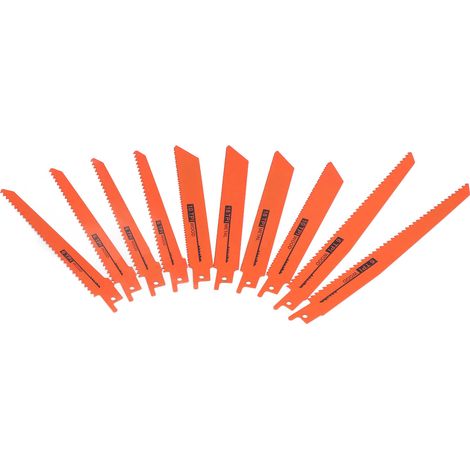 Lot de 10 lames de scie alternative en acier rapide, outil de coupe pour métal, bois et plastique, orange