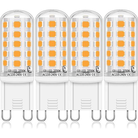 4 Ampoules LED G9,Blanc chaud 2700K,4W Équivalent 30W-40W,Base céramique,Salon chambre