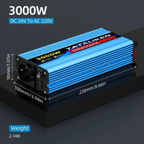 TATALIKEN Reiner Sinuswelle Wechselrichter 3000W 24V auf 220V Spannungswandler für Wohnmobil, LKW, Camping und Notstromversorgung (1/5)