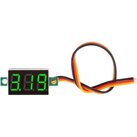 Testeur de tension 0-100 V Mini numérique pour voltmètre CC avec écran LED 0,36 pouce, compatible avec les batteries de voiture et de moto. Vert. (1/5)