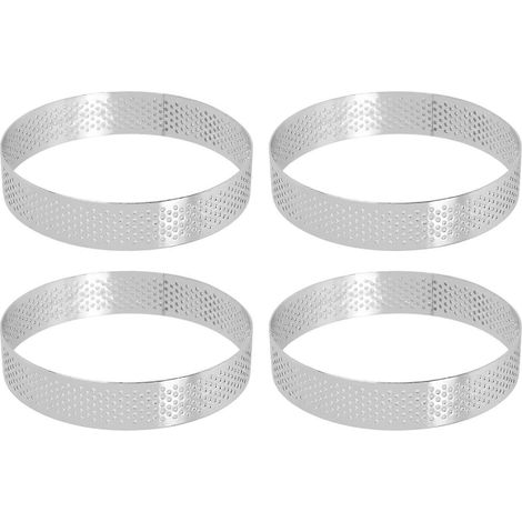 Moule à tarte/gâteau tour circulaire à fond poreux (lot de 4), 10 cm (1/5)