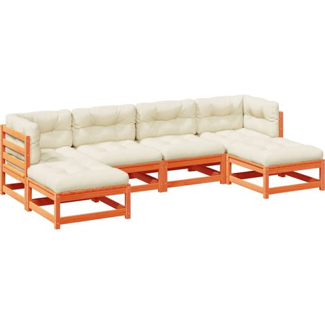 Maison Exclusive - 6-tlg. Garten-Sofagarnitur mit Kissen Wachsbra