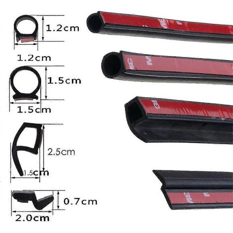 PZD-Form Typ 2 Meter Autotürdichtungsstreifen EPDM-Gummi Geräuschdämmung Staubabweisend Schalldämmung Autodichtung Stark 3m Klebefläche-P