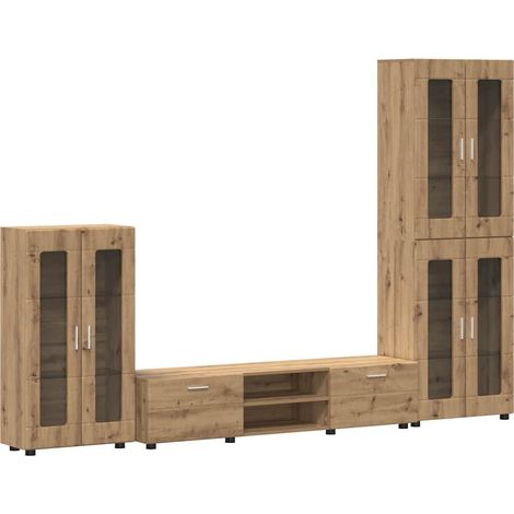 Ensemble meuble TV FLORIN Chêne artisanal Bois d'ingénierie