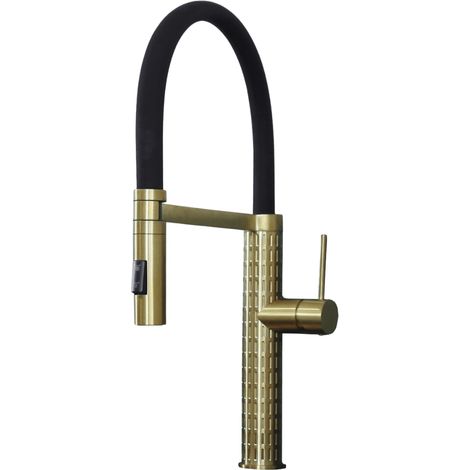 Essebagno Architek Spültischmischer mit beweglicher Handbrause Gold gebürstet