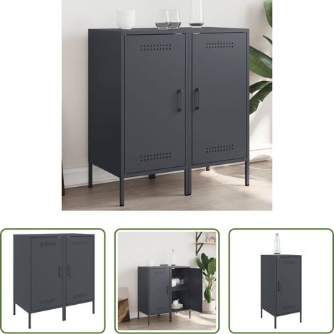 Buffet anthracite - Buffets 2 pcs anthracite 36x39x79 cm acier (1/5)