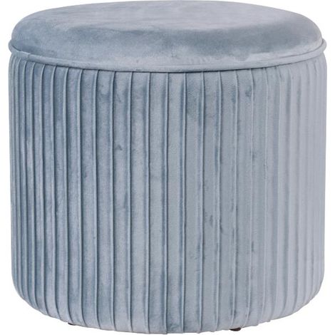 Sgabello Contenitore Pouf Imbottita Leon in Velluto Grigio 38 cm (1/2)