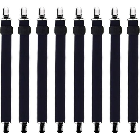 8Pcs 18cm à 35cm Tendeur Drap Housse Lit Drap Réglable,Tendeurs de Maintien,Convient à Tous Lits et Matelas,Noir (1/5)