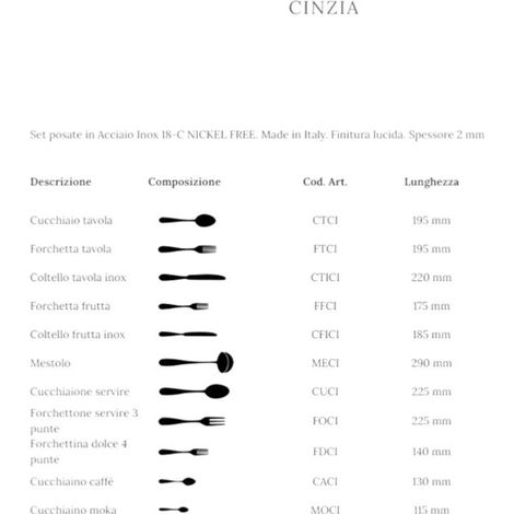 Salvinelli Cinzia set 12 cucchiaio tavola acciaio inox 18/Cr