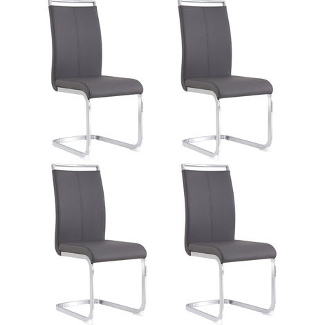 Sedie da pranzo 54 x 42 x 100 cm, set da 4, similpelle grigia, ergonomiche - CHICFURN (1/5)