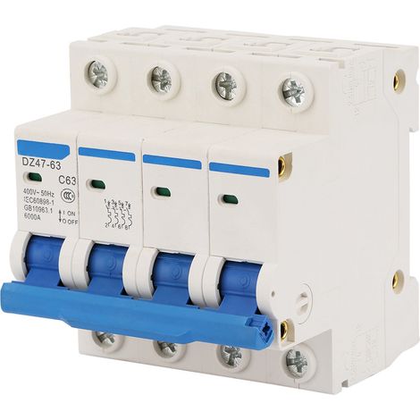 Disjoncteur différentiel 4P 400 V/63 A avec protection contre les fuites de courant DZ47‑63