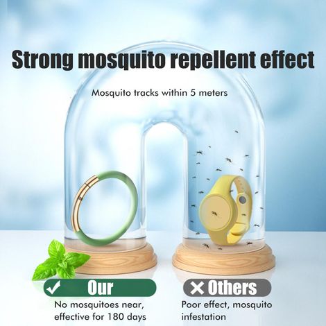 Bracelet anti-moustiques magnétique à base d'huiles essentielles avec 6 bâtonnets de rechange pour enfants et adultes, pour une utilisation intérieure et extérieure en voyage. (1/5)