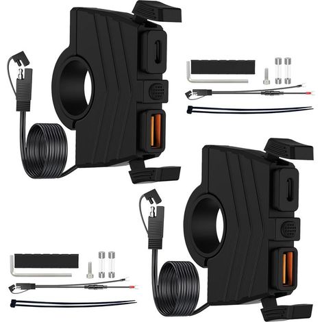 2er-Pack USB-C-Adapter, 54-W-Motorradladegerät, IP65 wasserdicht, QC3.0 und PD, für 12-24-V-Lenker (1/5)