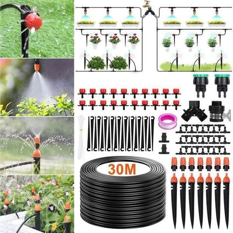 Kit completo di irrigazione a goccia automatica XiaoLD con nebulizzatore per orto, prato e giardino - 30 m (1/4)