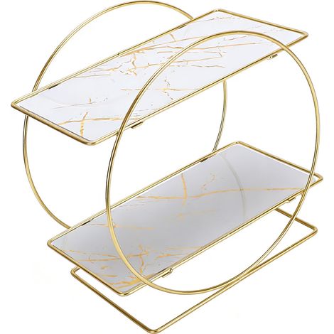 Soavoa Étagère de Salle de Bain en Fer à 2 Niveaux, Organisateur de Cosmétiques et Soins, Robuste et Antirouille, Blanc, 1 Pièce (1/4)