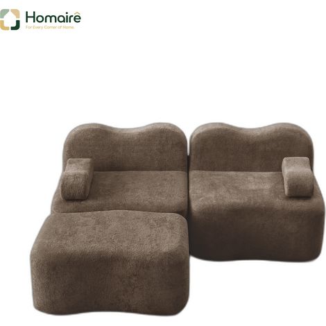 Canapé modulable en velours marron avec accoudoirs 192 x 167 x 70 cm HOMAIRE (1/5)