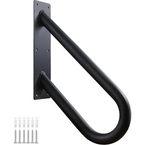 Wandmontierter U-förmiger Handlauf mit mattschwarzer Oberfläche, 457 cm lang, geeignet für 1-2-stufige Außentreppen, Garagen, Balkone und Gärten. (1/5)