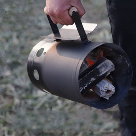 Allume-feu à charbon pour barbecue, allume-chimney en acier inoxydable noir pour cuisson extérieure (1/5)