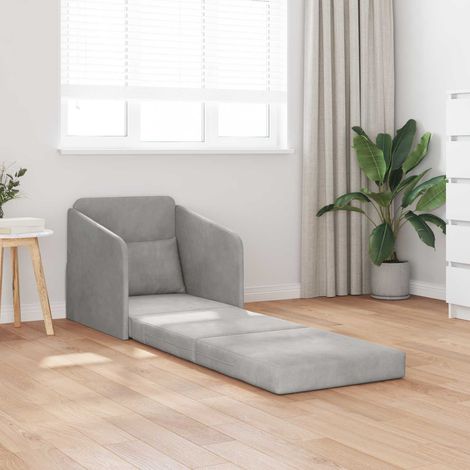 Folding Sofa Bed Light Grey 65 x 80 x 83 cm Velvet vidaXL (1/5)