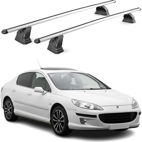 OMAC Barres de toit transversales en aluminium pour Peugeot 407 2004-2011 – TÜV / DIN 75302:2019 – Antivol inclus – Charge max 75 kg – 2 barres – Gris (1/4)