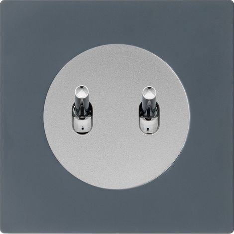 Double va et vient ALU - manette chrome DOM + plaque simple blue grey