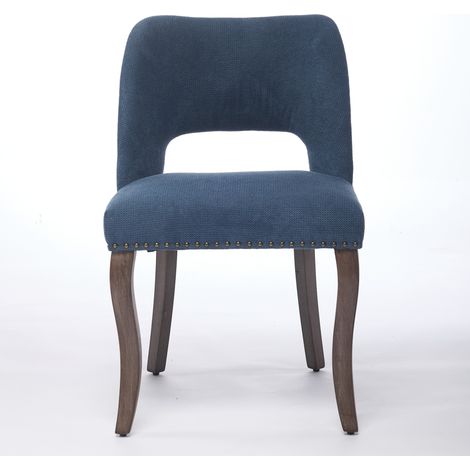 Lot de 2 chaises à manger bois,tissu rembourré moderne,design ferme,pour cuisine et salle à manger,bleu. (1/5)