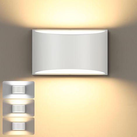 Dimmbare Wandleuchte, 3000K/4000K/6000K optional, moderne 14W LED-Wandleuchte, Aluminium-Wandleuchte mit Kabelanschluss, geeignet für Schlafzimmer, Nachttische, Wohnzimmer, Treppenhäuser (weiß, 1 Stüc
