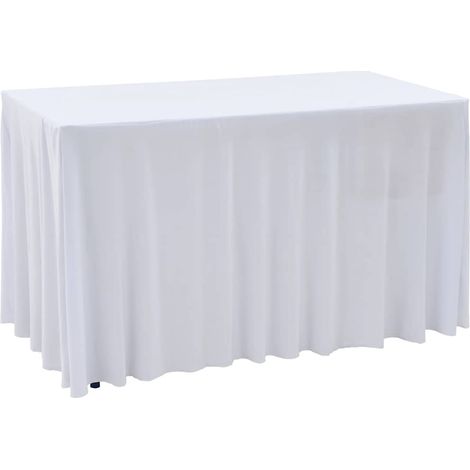 vidaXL Fundas elásticas para mesa 2 uds con falda 243x76x74 cm blanco (1/5)