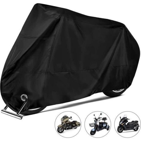 1 Bâche moto, 220x95x110cm, tissu polyester 210D, trous de serrure antivol, sangles réglables, extérieur (1/3)