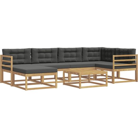 Conjunto de sofás de exterior 7 uds. Blanco y Antracita vidaXL (1/5)