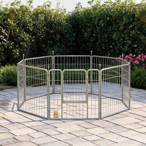 Barrière pour chien pliable en acier 160 x 160 x 80 cm (1/5)
