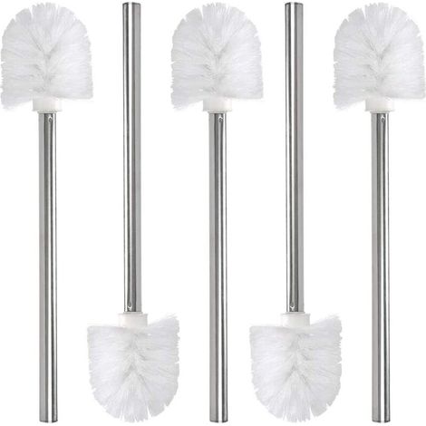 5Pcs Replacement Toilet Brushes with Stainless Steel Handle and PP Head Brush Head for Cleaning Bathroom White (1/5)
