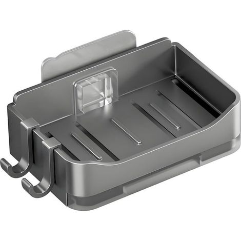 Lot de 2 porte-savons de douche, porte-savon avec vidage, porte-savon mural pour douche, salle de bain, baignoire, évier de cuisine, adhésif inclus (1/4)