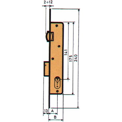 Serrure à mortaise en métal MCM 1551-2118 cylindre ovale en acier inoxydable 26x26