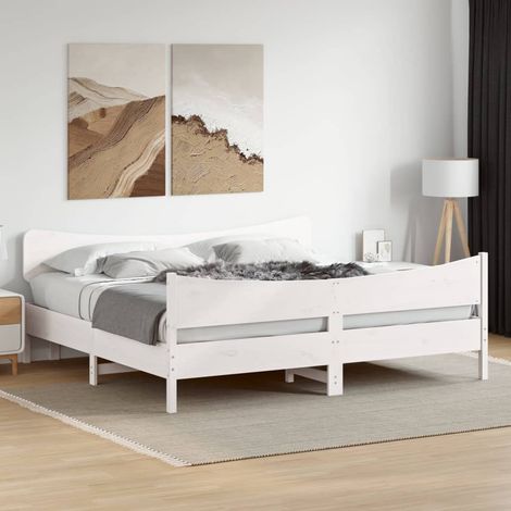 Massivholzbett ohne Matratze Weiß 180x200 cm Kiefernholz