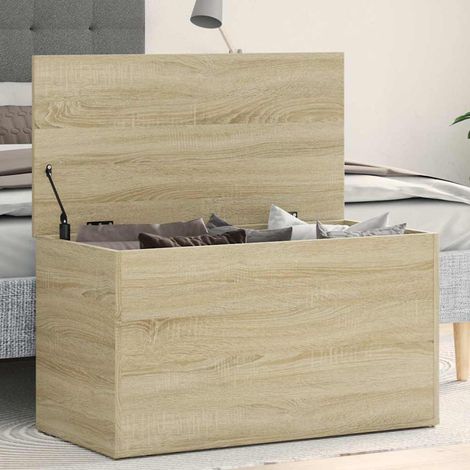 vidaXL Baúl de almacenaje madera contrachapada color roble 84x42x46cm (1/5)