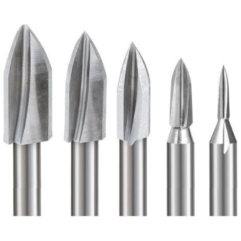 Rotary Tool Rotary Burr Set, 5pcs Wood Milling Cutter 6MM Shank for DIY, Wood Carving, Engraving, Drilling, Large Wood Carving (1/5)