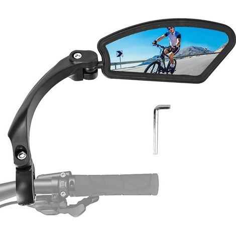 Rétroviseur droit pour vélo et vélo électrique, miroir en verre avec réglage à 360°, montage sur guidon, clé Allen incluse, visibilité réglable pour vélo et VAE (1/5)