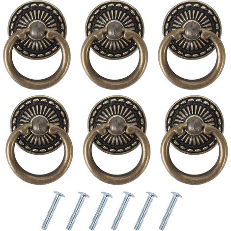 CSPARCV 6-teiliges Set Vintage-Möbelgriffe, antike Schubladengriffe, Türgriffe aus Bronze für Möbel, Kleiderschränke, Kommoden und Schranktüren (1/5)