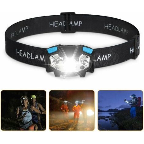 Lampada frontale a LED, luce da lavoro a LED da 5000 lumen, lampada frontale con sensore di movimento, luce da lavoro impermeabile ricaricabile tramite USB, 5 modalità di illuminazione, fascia elastic (1/5)