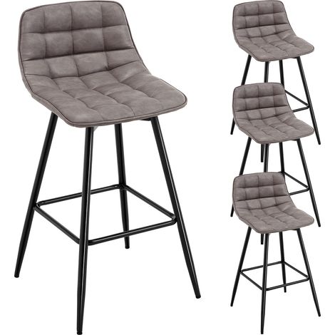 WOLTU Barhocker 4er Set, Tresenhocker Bistrohocker mit Rückenlehne Fußstütze, Barstuhl Küchenstuhl, aus Kunstleder Metallbeine, Dunkelgrau (1/5)