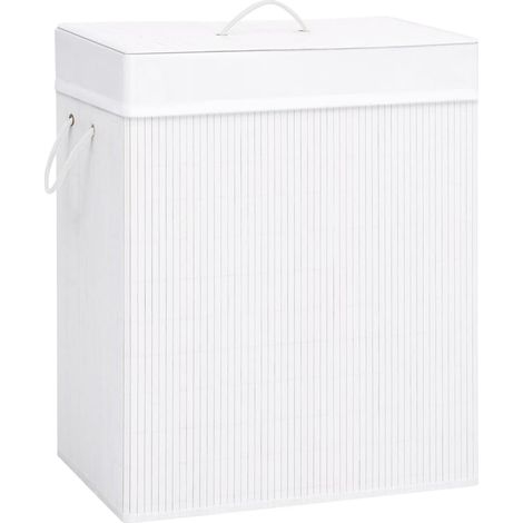 Cesto para la ropa sucia con una sección de bambú 83 litros blanco 020006121 (1/5)