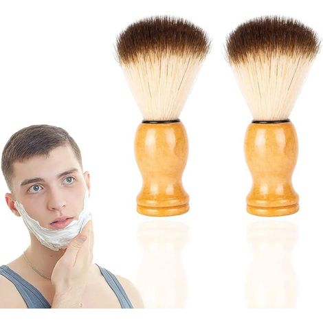 2 blaireaux de rasage, brosses en nylon sélectionné, blaireaux artisanaux pour homme, kit de rasage classique, poils synthétiques doux, lot de 2 pinceaux à barbe (1/5)