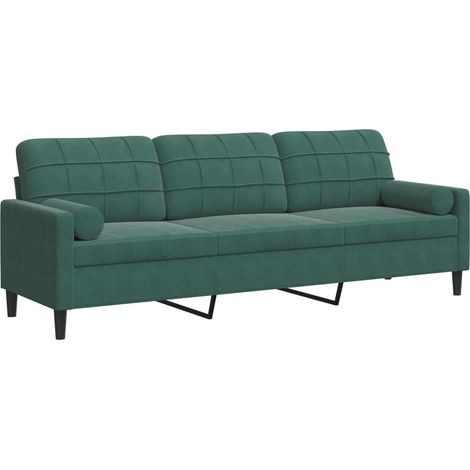Maison Exclusive - Divano a 3 Posti con Cuscini Verde Scuro 210 cm in Velluto