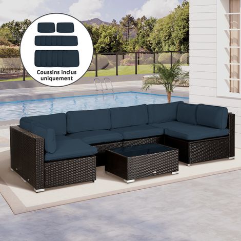 Lot de 14 Housses de Rechange Coussins Salon de Jardin - 6 Housses Coussin d'assise. 8 Housses Coussin Dossier Bleu (1/5)