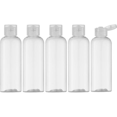 100ML Flacon avec Flip Cap Vide (5 Pièces), Rechargeable Bouteille de Voyage pour Cosmétique avec Entonnoir (Chapeau Transparent) (1/5)