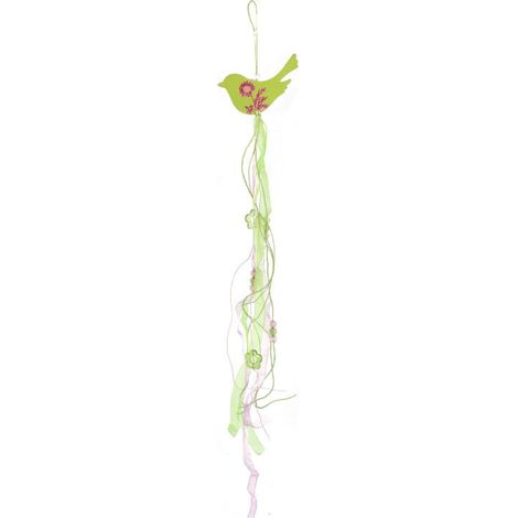 Pendentif oiseau en bois 70 cm vert Pâques (1/4)