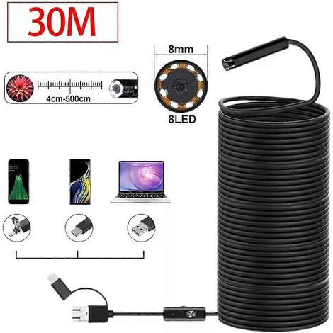 Endoscope industriel automobile mini USB Type C avec caméra endoscopique sous-marine pour smartphones Android, portée 30 m (1/4)